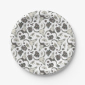 Gothic Animal Skull mit Blume Muster Pappteller (Vorderseite)