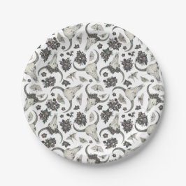 Gothic Animal Skull mit Blume Muster Pappteller