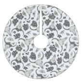 Gothic Animal Skull mit Blume Muster Polyester Weihnachtsbaumdecke (Vorderseite)