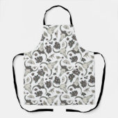 Gothic Animal Skull mit Blume Muster Schürze (Vorderseite)