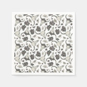 Gothic Animal Skull mit Blume Muster Serviette (Vorderseite)