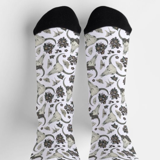Gothic Animal Skull mit Blume Muster Socken (Oben)