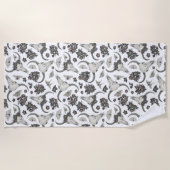 Gothic Animal Skull mit Blume Muster Strandtuch (Vorderseite)