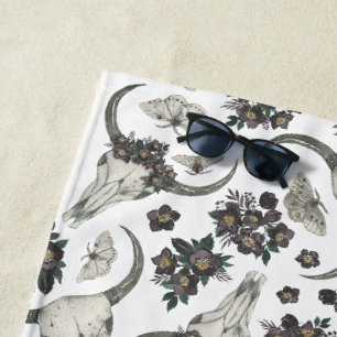 Gothic Animal Skull mit Blume Muster Strandtuch