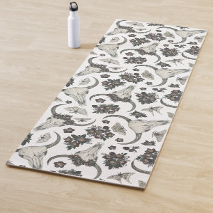 Gothic Animal Skull mit Blume Muster Yogamatte