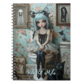 Gothic Anime Fairy & Cat im Bad Personalisiert Notizblock (Vorderseite)