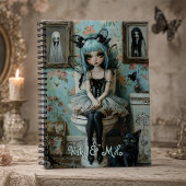 Gothic Anime Fairy & Cat im Bad Personalisiert Notizblock