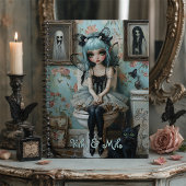 Gothic Anime Fairy & Cat im Bad Personalisiert Notizblock