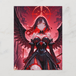 Gothic Anime Fallen Angel Red Moon Halloween Feiertagspostkarte