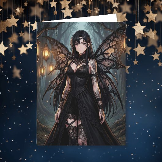 Gothic Anime Feeenmädchen | Blanko  Karte