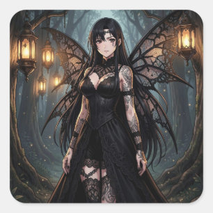 Gothic Anime Feen Mädchen Blank Quadratischer Aufkleber