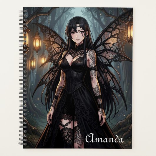 Gothic Anime Feen Mädchen im verzauberten Wald Planer (Vorderseite)