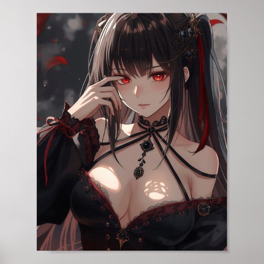Gothic Anime Girl with Scarlet Eyes Poster (Vorne)
