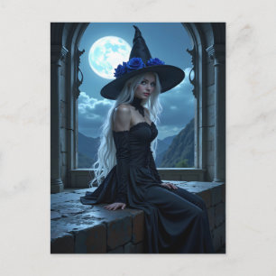Gothic Anime Hexenblauer Rose Moonlit Halloween Feiertagspostkarte