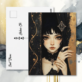Gothic Anime Mädchen | In Kontakt bleiben Postkarte