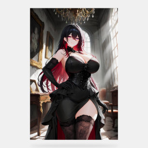 Gothic Anime Mädchen Schwarzes Kleid Acrylschild