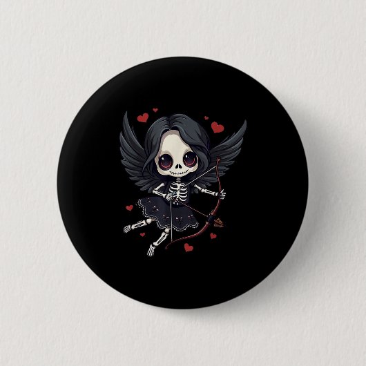 Gothic Anime Skeleton Cud – Dark Valentine Kawaii Button (Vorderseite)