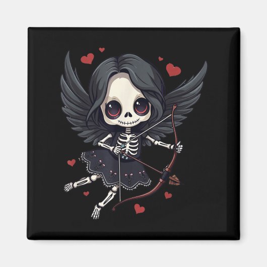 Gothic Anime Skeleton Cud – Dark Valentine Kawaii Magnet (Vorne)