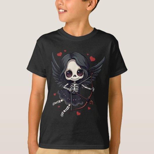 Gothic Anime Skeleton Cud – Dark Valentine Kawaii  T-Shirt (Vorderseite)