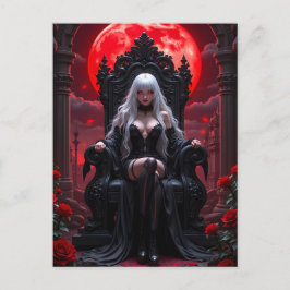 Gothic Anime Vampire Queen Red Moon Halloween Feiertagspostkarte