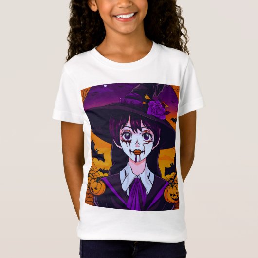 Gothic Anime Witch Halloween Art T-Shirt (Vorderseite)