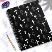 Gothic Ankh Cross Schwarz-weiß Symbol Muster Notizblock