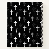 Gothic Ankh Cross Schwarz-weiß Symbol Muster Notizblock (Rückseite)