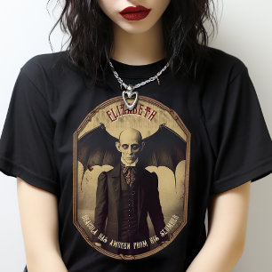 Gothic anpassbarer Vintage-Dracula-Halloween T-Shirt