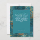 Gothic Antique Aquamarin Gold Damask Foto Hochzeit Dankeskarte (Rückseite)