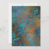 Gothic Antique Aquamarin Gold Damask Hochzeit Einladung (Rückseite)