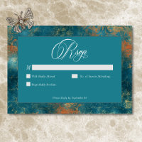 Gothic Antique Aquamarin Gold Damask Hochzeit