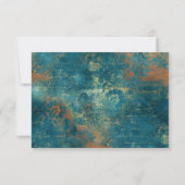 Gothic Antique Aquamarin Gold Damask Hochzeit Save The Date (Rückseite)