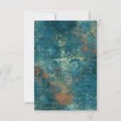 Gothic Antique Aquamarin Gold Damask QR Code Weddi RSVP Karte (Rückseite)