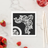 Gothic Antique Header schwarz-weiß Blumen Serviette (Beispiel)