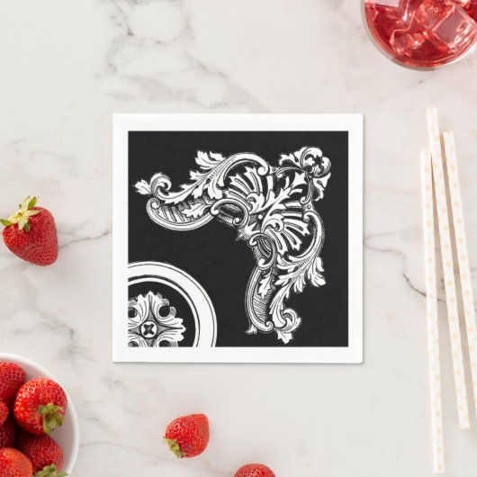 Gothic Antique Header schwarz-weiß Blumen Serviette (Beispiel)