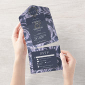 Gothic Antique Lila Damask Dinner Hochzeit All In One Einladung (Abreißen)