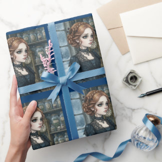 Gothic Apothecary Hexenporträt viktorianisch Geschenkpapier