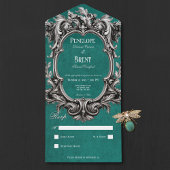 Gothic Aquamarin Moody Viktorianisch Frame No Dinn All In One Einladung