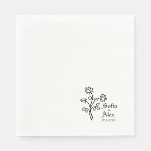 Gothic Aquarell-Rosen schwarze Hochzeit  Serviette