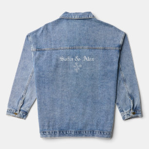 Gothic-Aquarell-Rosen weiße Hochzeit Jeansjacke