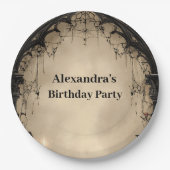 Gothic Arch Black Rose Birthday Pappteller (Vorderseite)