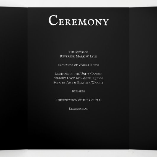 Gothic Arch Elegant Hochzeit Dunkelschwarz Rot Dreifach-gefaltete Programmkarte (Innenseite Mitte)