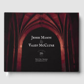 Gothic Arch Elegant Hochzeit Dunkelschwarz Rot Gästebuch (Vorderseite)
