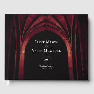 Gothic Arch Elegant Hochzeit Dunkelschwarz Rot Gästebuch