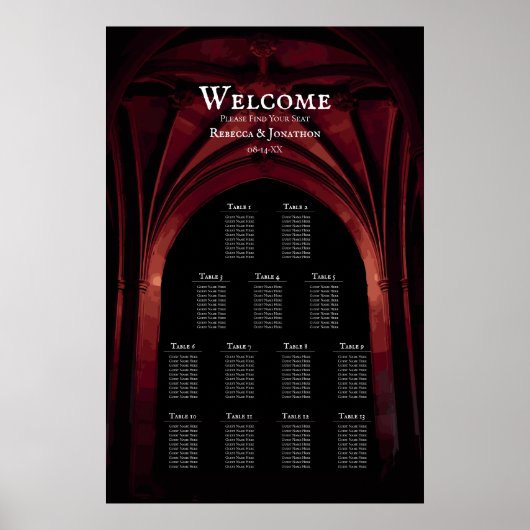 Gothic Arch Elegant Hochzeit Dunkelschwarz Rot Poster (Vorne)