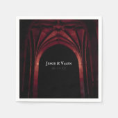 Gothic Arch Elegant Hochzeit Dunkelschwarz Rot Serviette (Vorderseite)