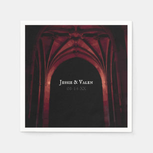 Gothic Arch Elegant Hochzeit Dunkelschwarz Rot Serviette