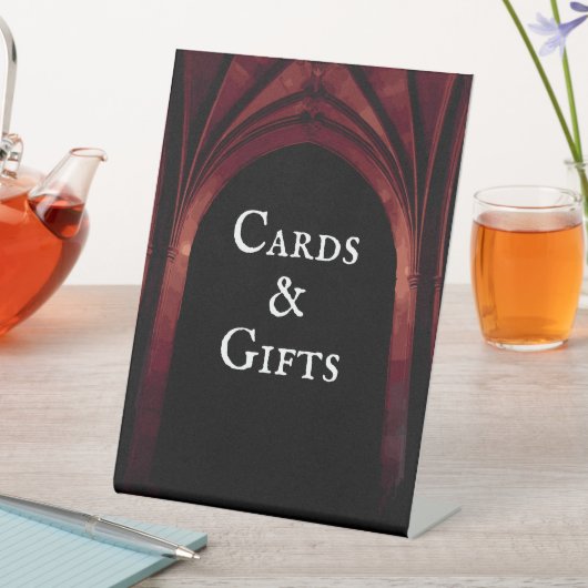 Gothic Arch Elegant Hochzeit Dunkelschwarz Rot Sockelschild (In Situ)