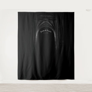 Gothic Arch Elegante Hochzeit Dunkel Schwarz & Wei Wandteppich