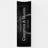 Gothic Arch Elegante Hochzeit Dunkelschwarz & Weiß Banner (Vertikal)